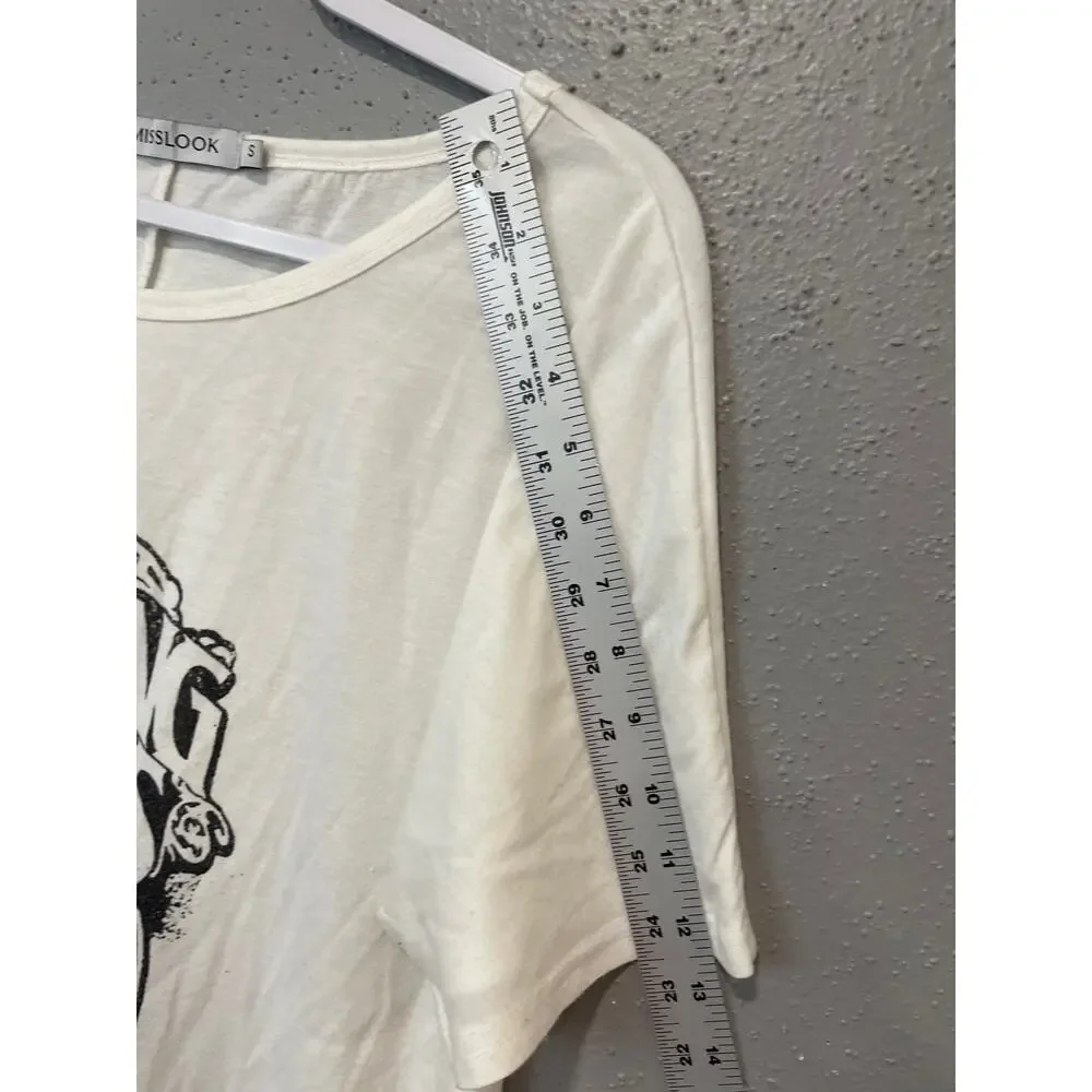 Misslook Size Small White Short Sleeves Rolling Stones Lightweight Tongue Logo - Picture 6 of 9